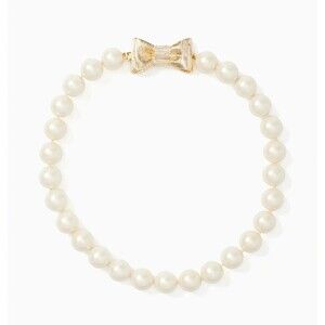 Kate Spade New York All Wrapped Up Pearl Necklace Gold 18" Ribbon Bow BRIDAL